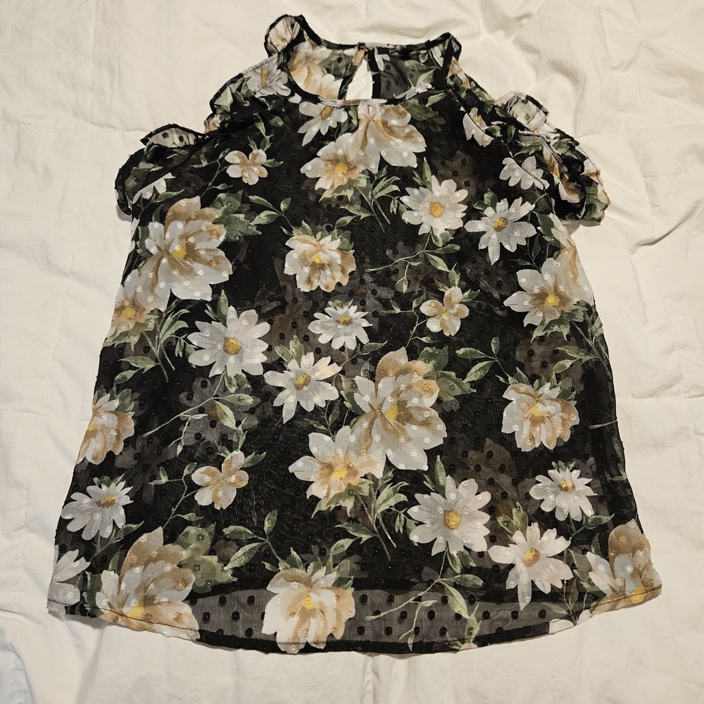 Floral Size Small Papermoon Sheer See Through Shirt Blouse Floral Daisy's